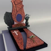 3D проект индивидуального памятника Роза из красного гранита Лезники. Создание 3d проектов в Киеве сегодня за 3 дня.