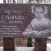 Детский памятник с портретом и надписью; фото установленного памятника на могиле. Памятник ребёнку из розового гранита фото на кладбище. Размер памятника: 110 х 60 х 8 см. Цена детского памятника с портретом и надписью 15 тыс. грн.