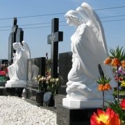 Фото ангела на могиле; высота ангела с тумбой - 140 см. Цена памятника с ангелами, согласно разработанного 3д проекта.