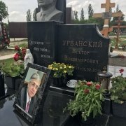 Мужской памятник с портретом. Цветное фото для памятника в стекле.